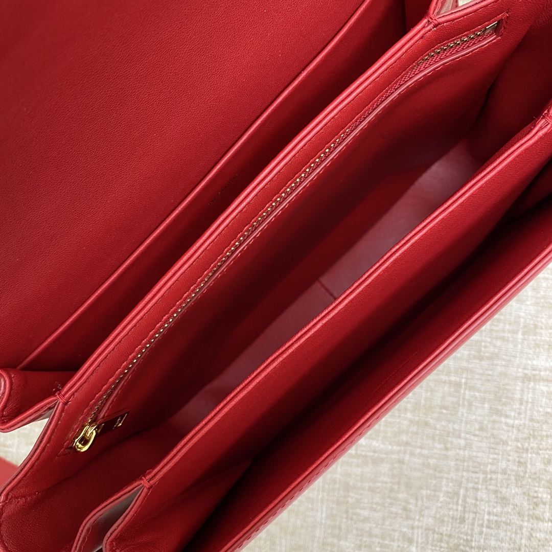 Celine Teen Classique Triomphe Bag In Shiny Calfskin Red 187363